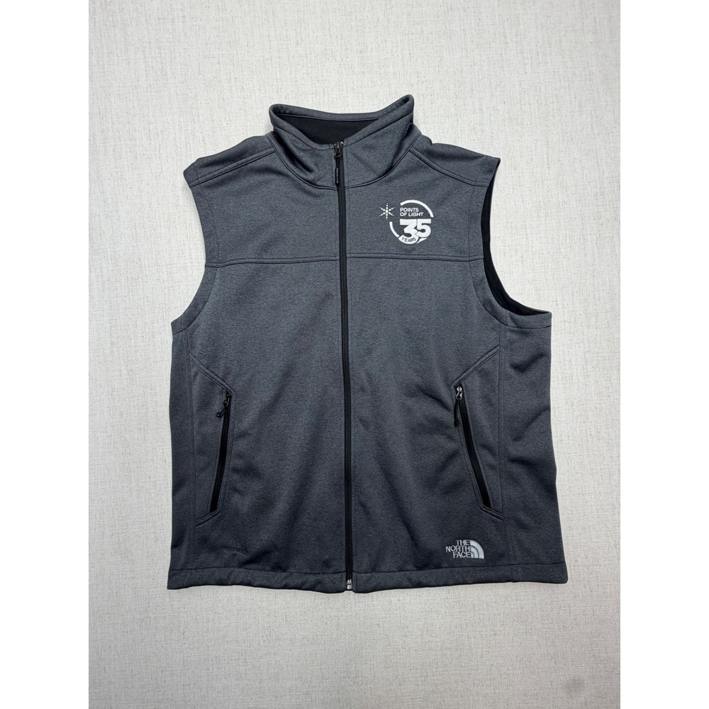 The North Face Mens XL Gray WindWall Full Zip Softshell Vest Points of Light 35y